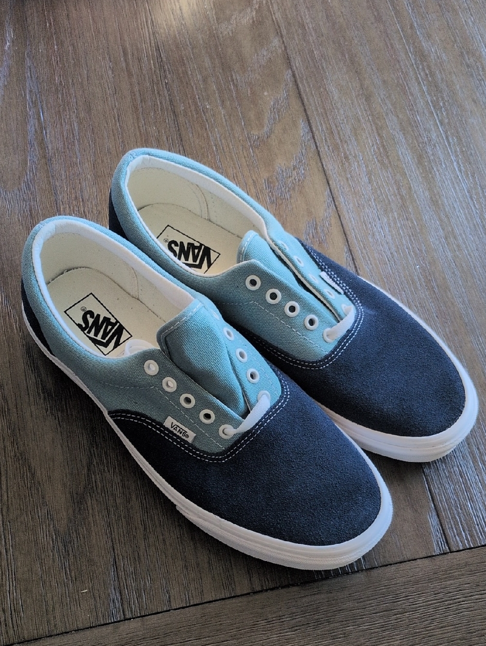 New Vans Two-Tone Navy and Light Blue Classic Sneakers